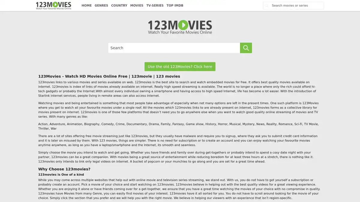 123Movies Downloader website preview