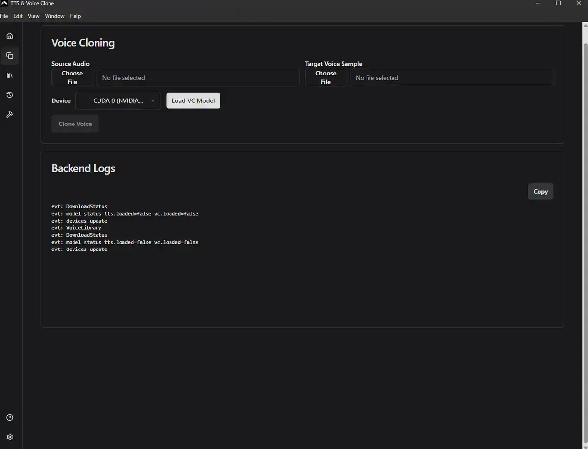 AI Voice Cloner App interface screenshot 1