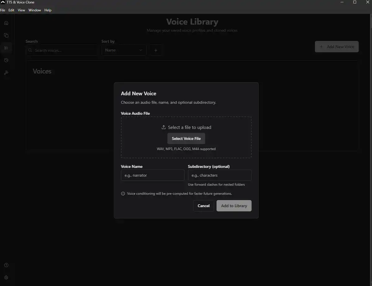 AI Voice Cloner App interface screenshot 2
