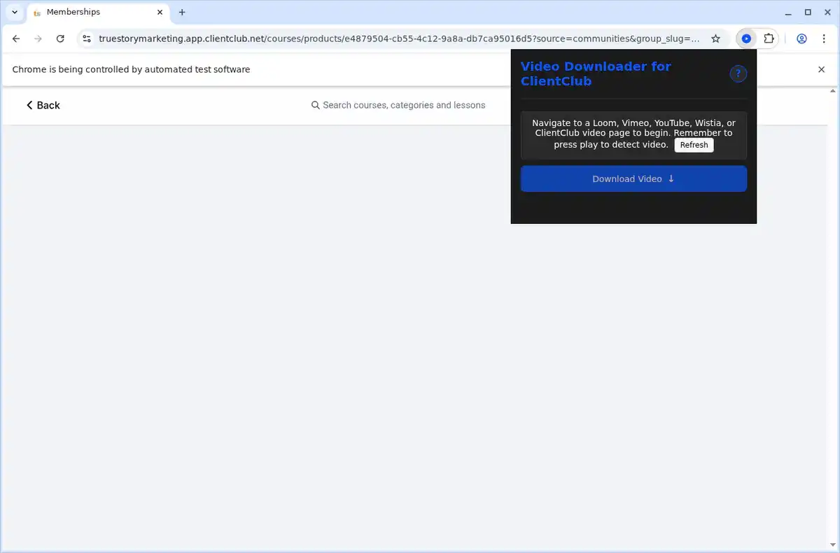 ClientClub Video Downloader fullscreen screenshot