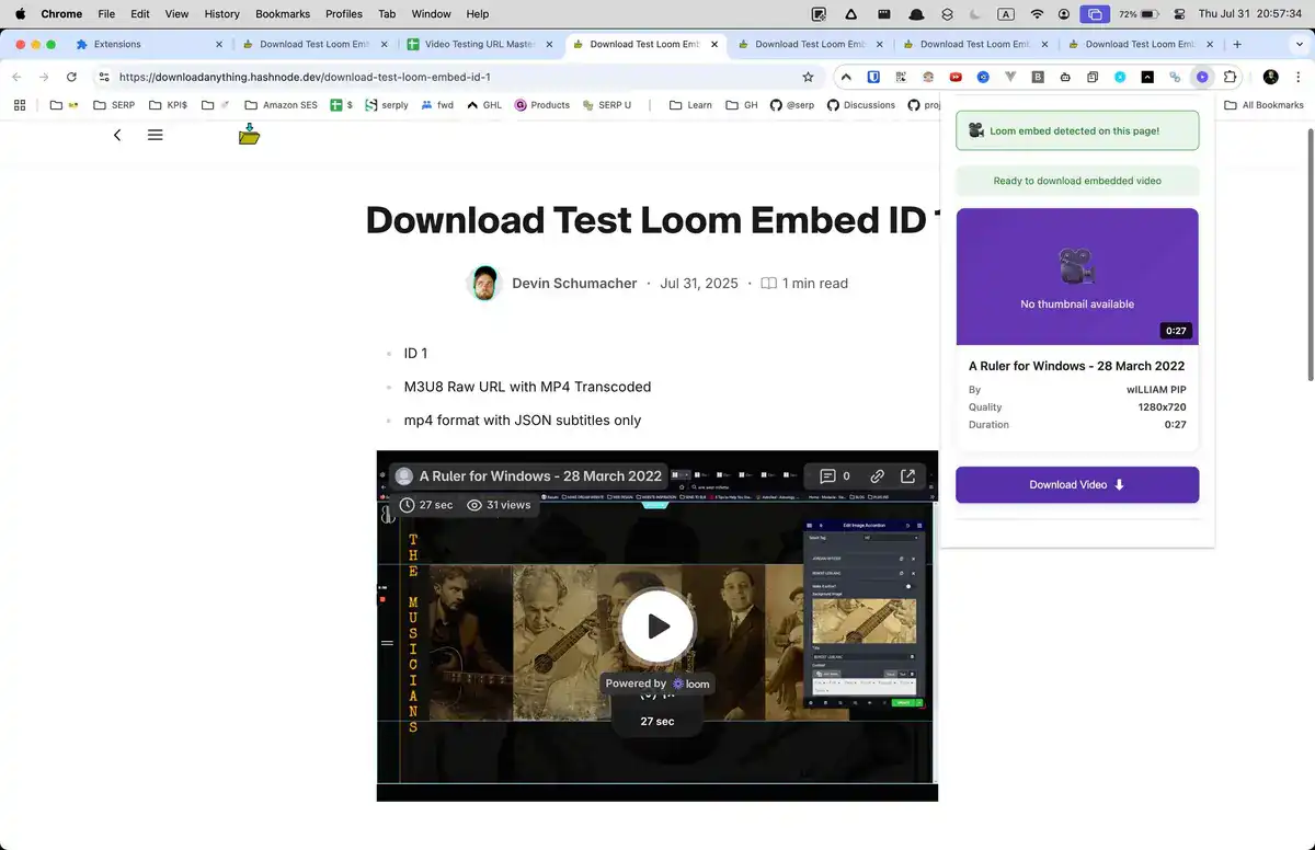 Loom Video Downloader settings