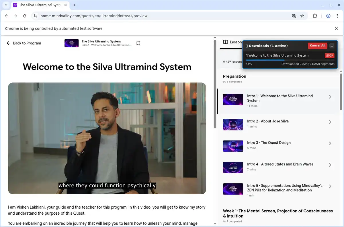 Mindvalley Video Downloader fullscreen screenshot