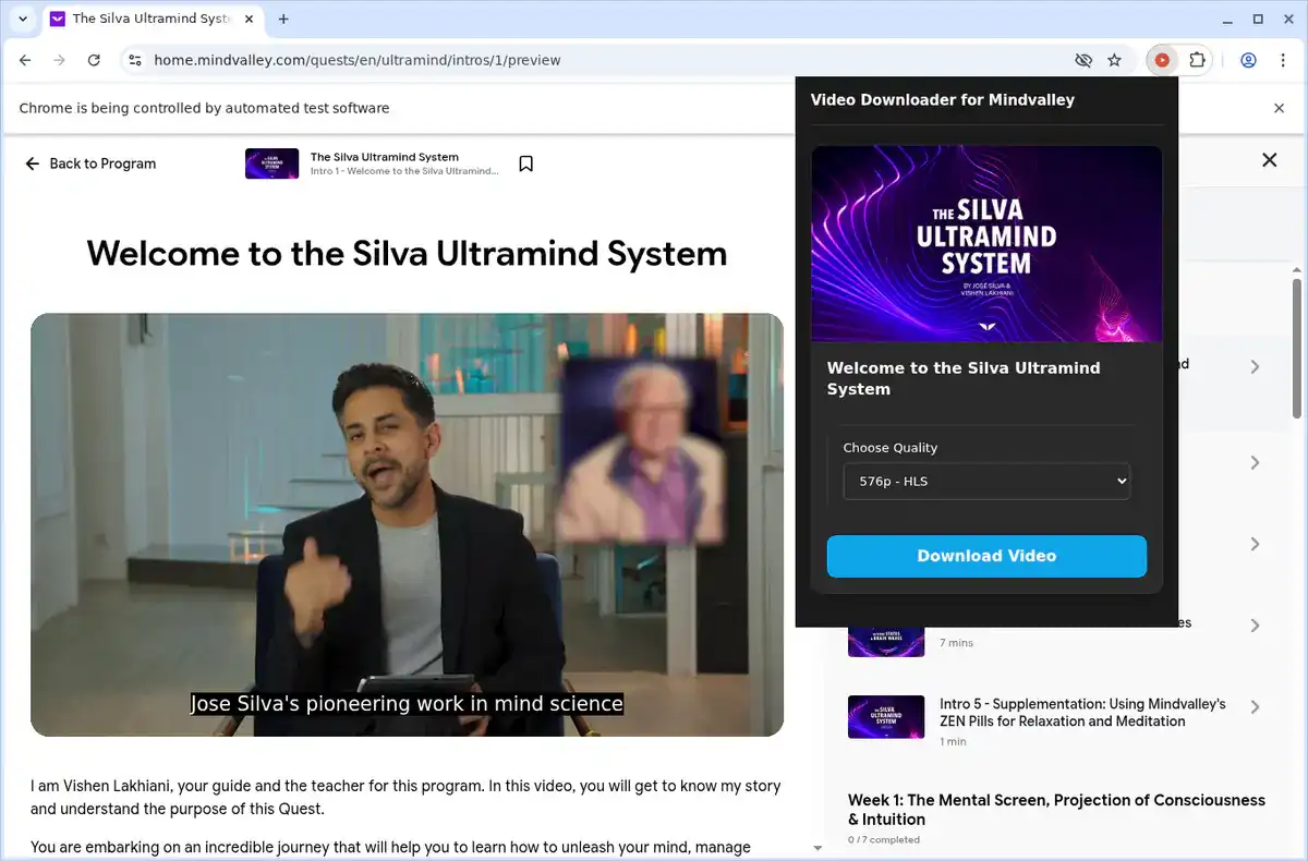 Mindvalley Video Downloader fullscreen screenshot