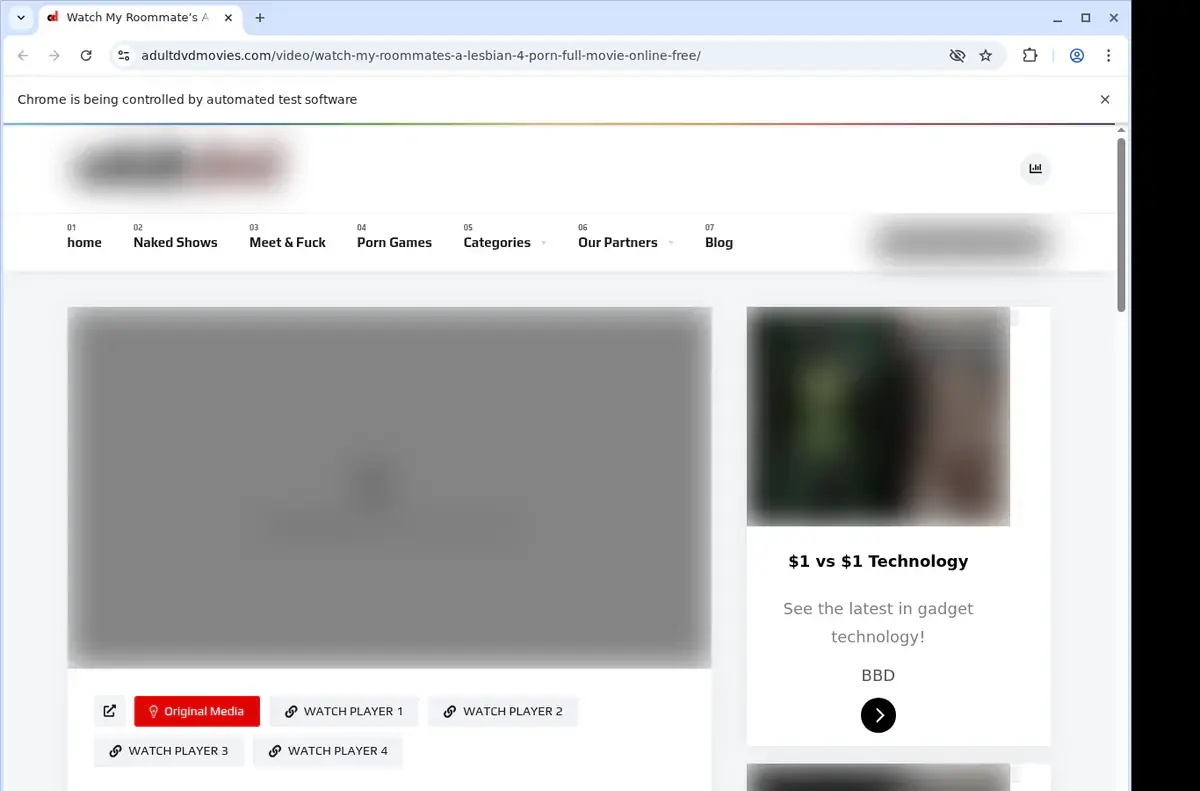 AdultDVDMovies Downloader page open in the browser