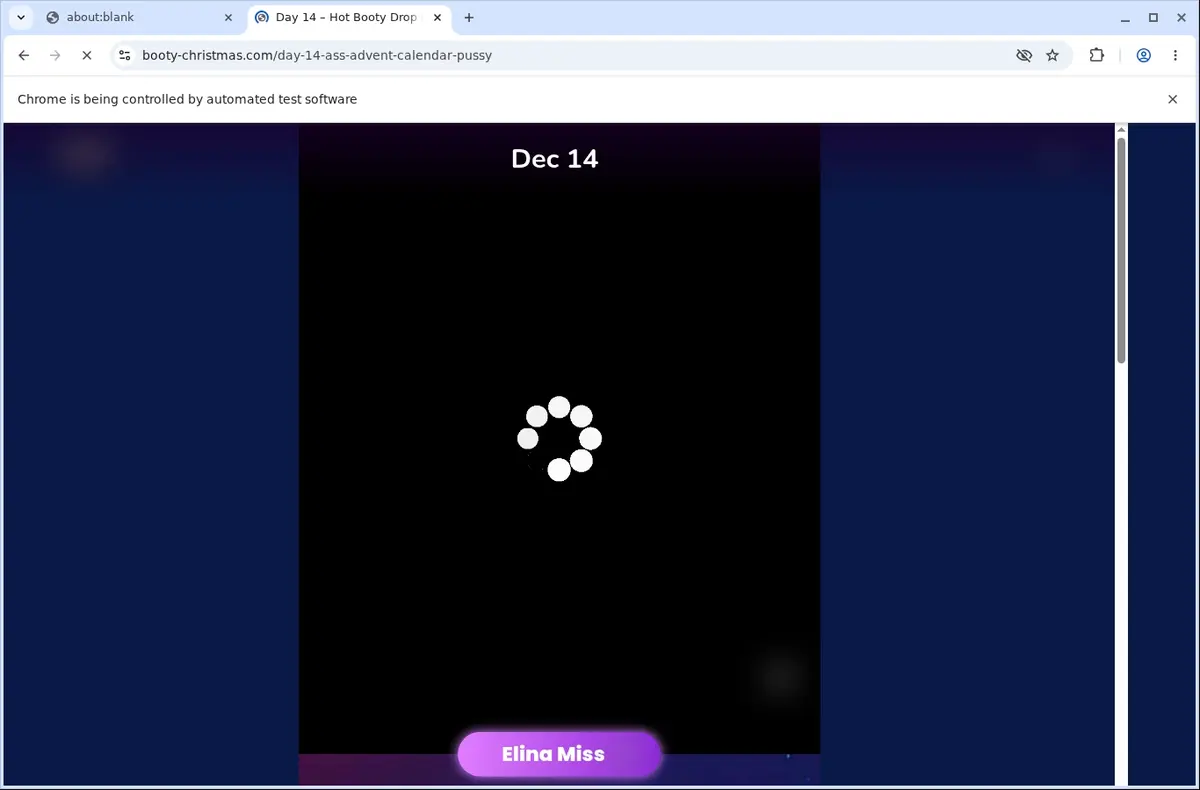 Booty Christmas Downloader page open in the browser
