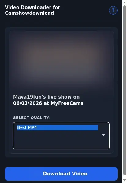 CamShowDownload Video Downloader format dropdown options