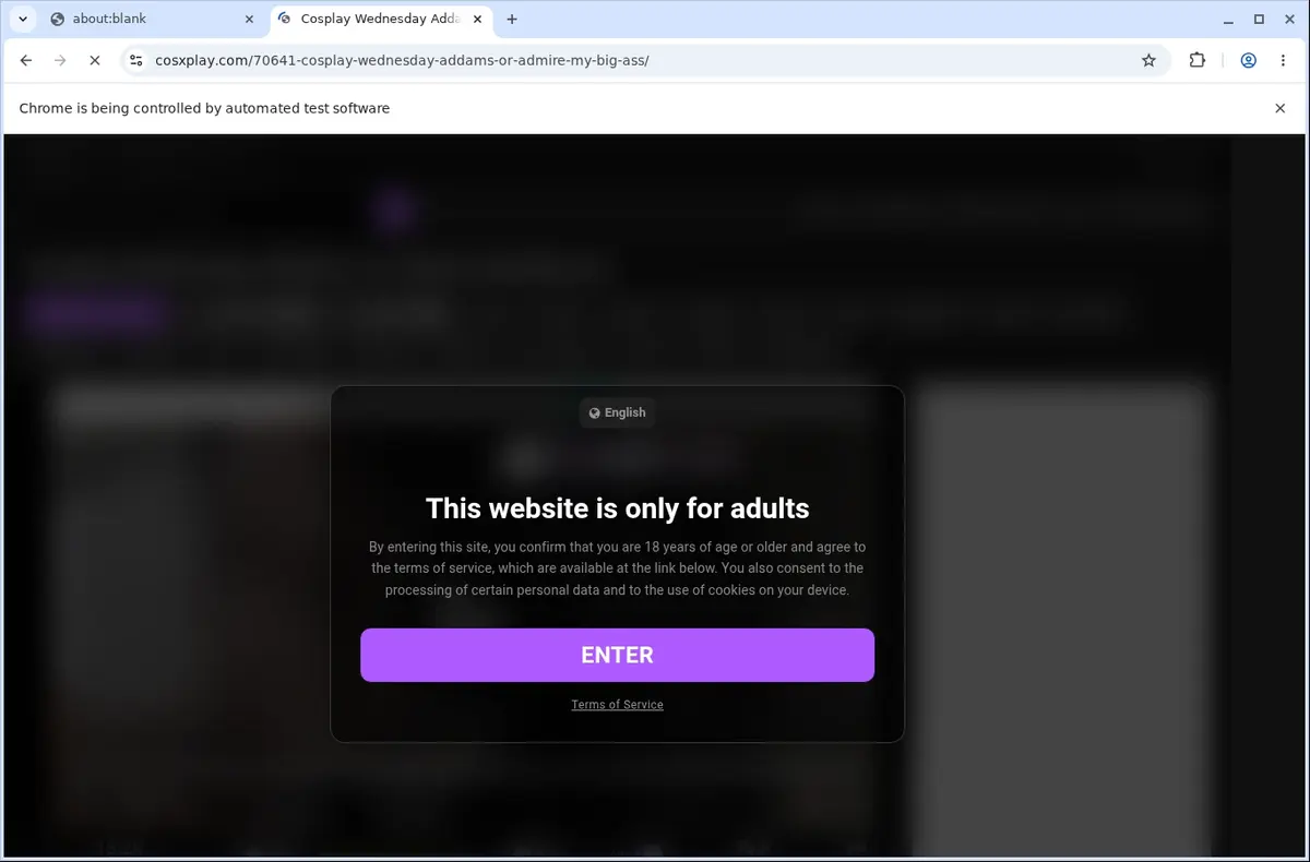 Cosxplay Video Downloader page open in the browser