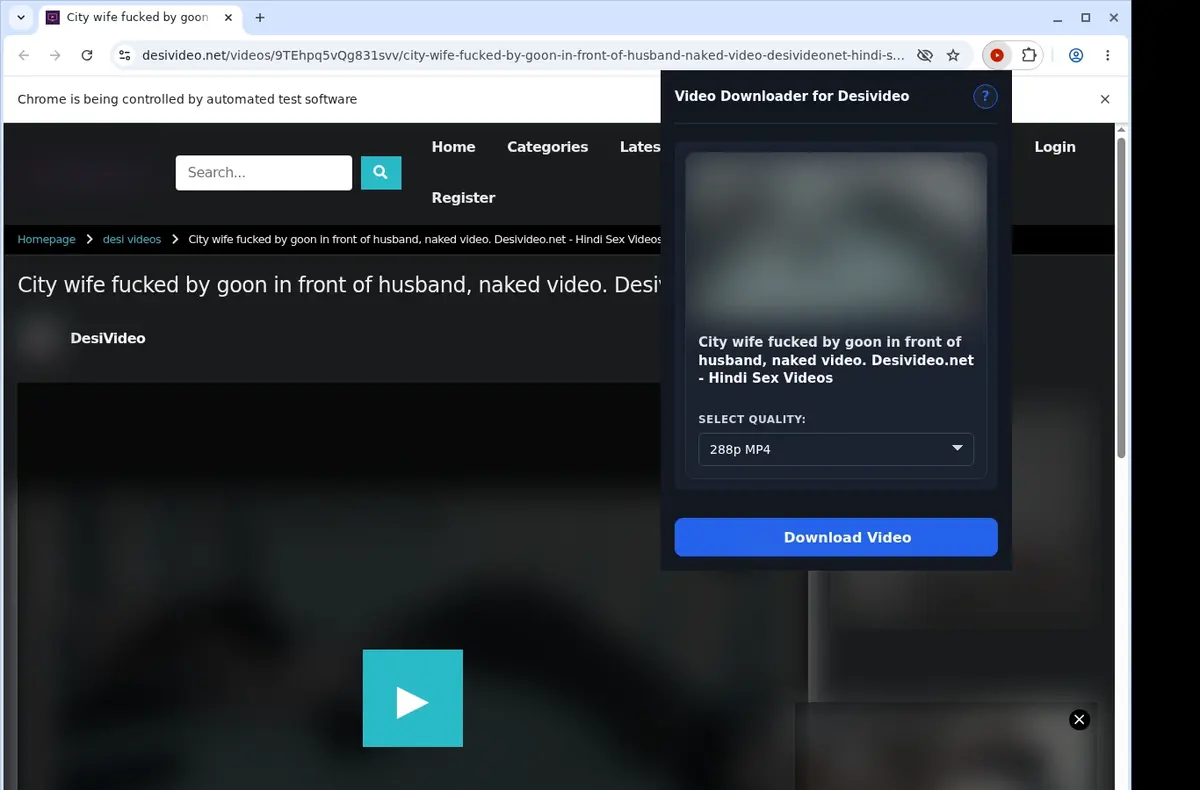 DesiVideo Video Downloader showing detected media ready to download