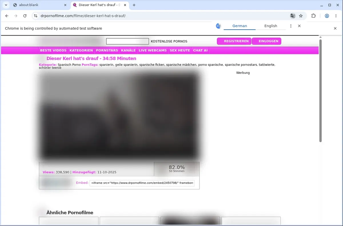 DrPornofilme Video Downloader page open in the browser