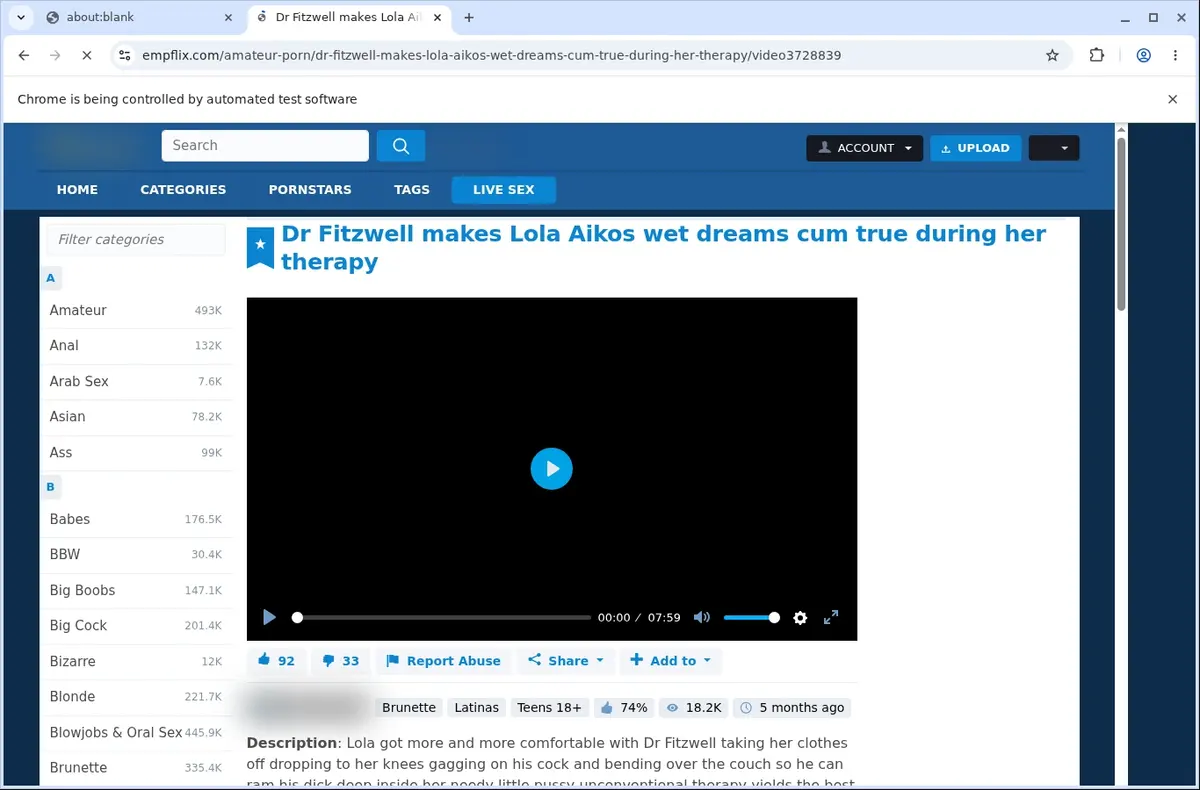 EmpFlix Downloader page open in the browser