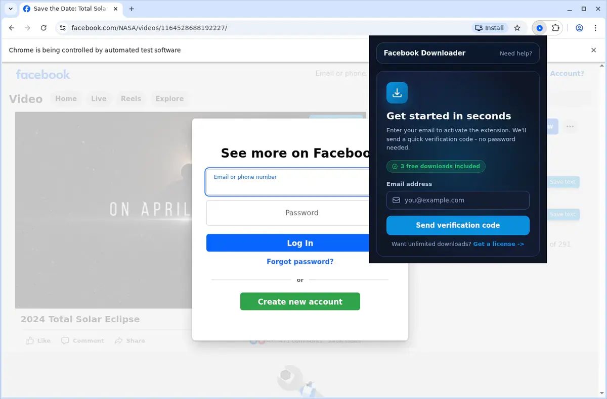 Facebook Video Downloader format selection and save step