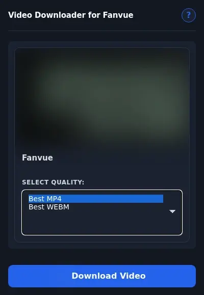 Fanvue Downloader format dropdown options