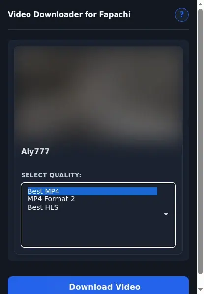Fapachi Video Downloader format dropdown options