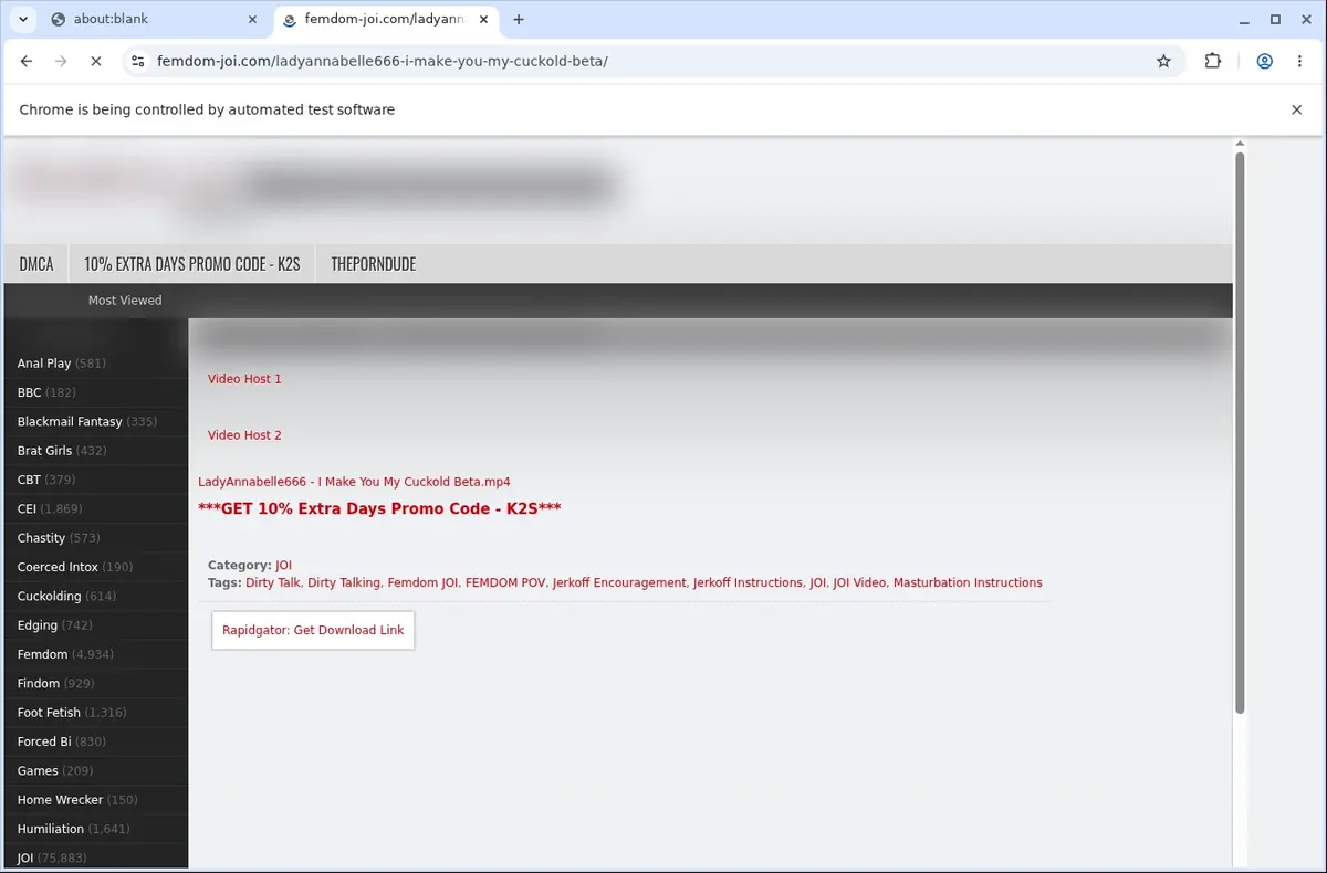 Femdom JOI Video Downloader page open in the browser