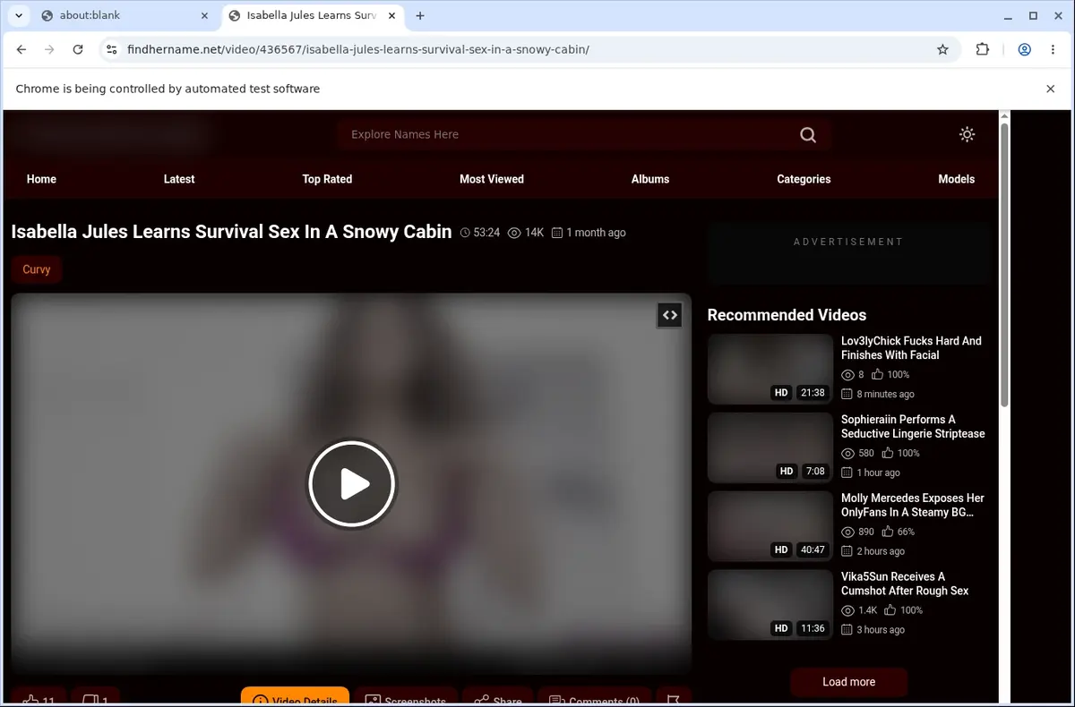 FindHerName Video Downloader page open in the browser