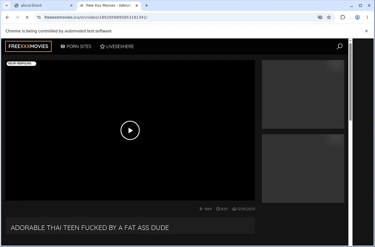 FreeXXXMovies Downloader page open in the browser