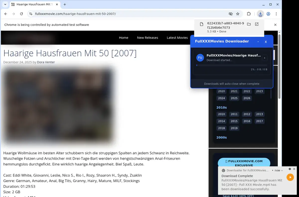 FullXXXMovies Downloader page open in the browser