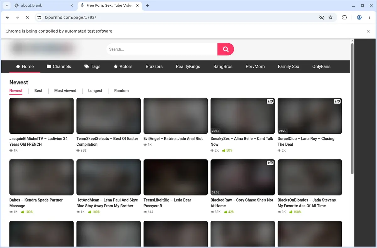 Fxpornhd Downloader page open in the browser