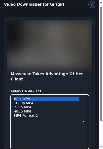 GirlGirl Video Downloader format dropdown options