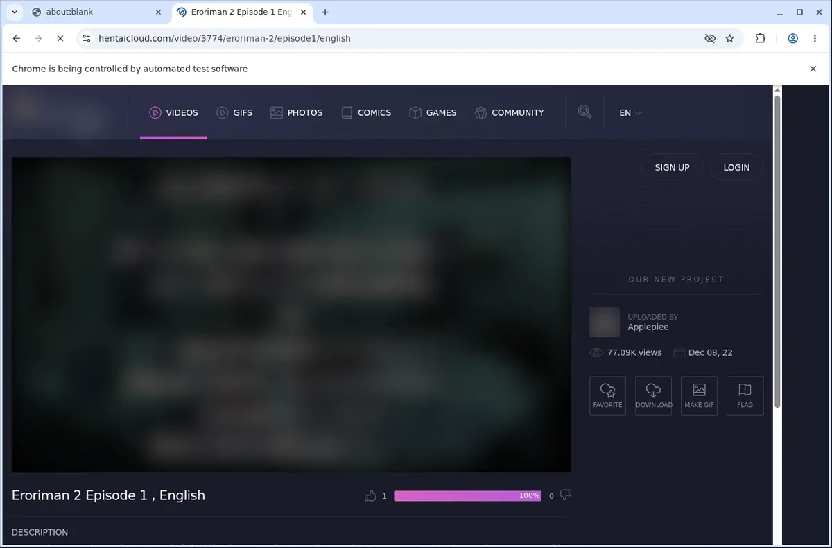 HentaiCloud Video Downloader page open in the browser