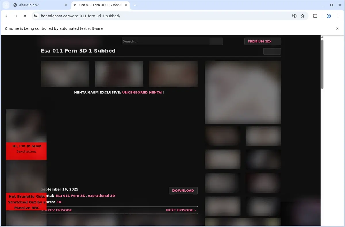 HentaiGasm Video Downloader page open in the browser