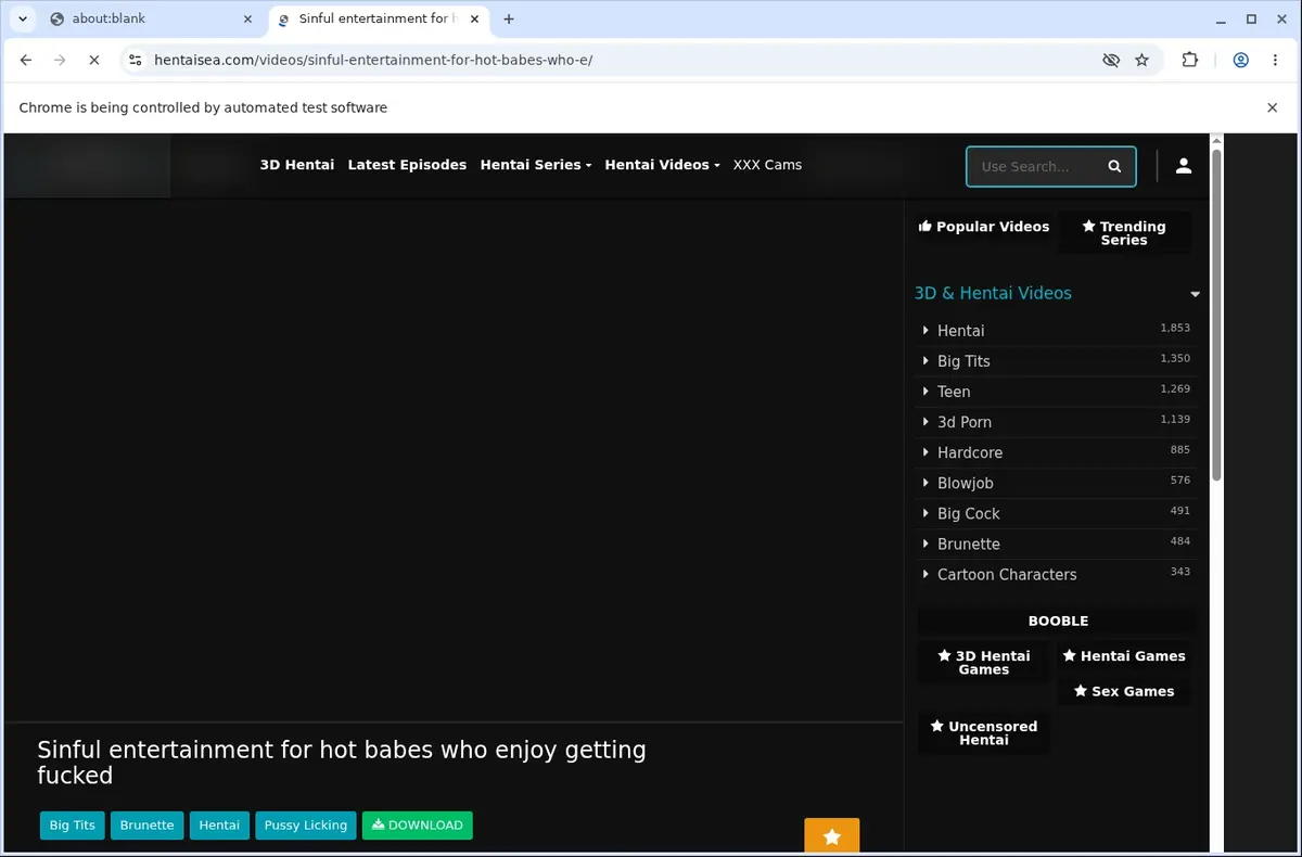 HentaiSea Video Downloader page open in the browser