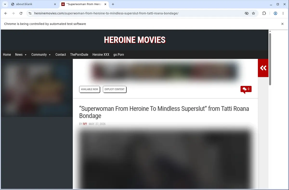 HeroineMovies Video Downloader page open in the browser