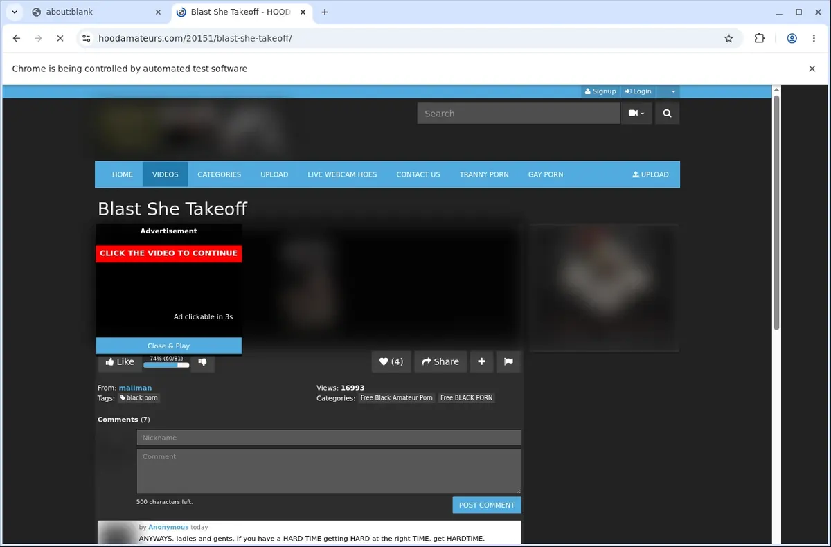 HoodAmateurs Video Downloader page open in the browser