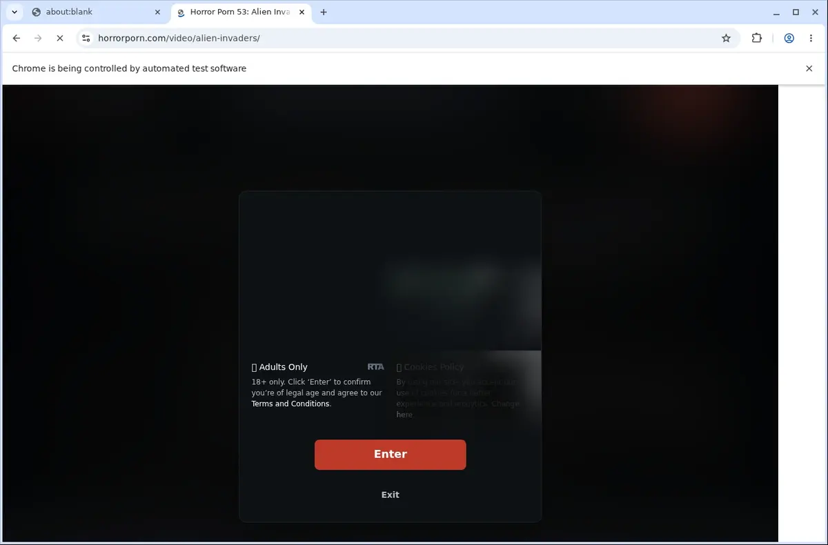 HorrorPorn Video Downloader page open in the browser