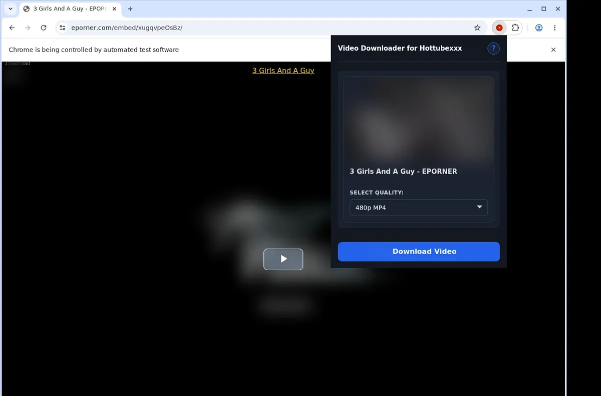 Hottubexxx Video Downloader showing detected media ready to download