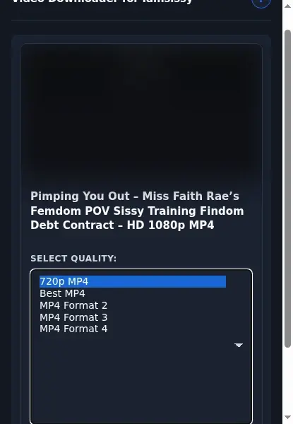 IAmSissy Video Downloader format dropdown options