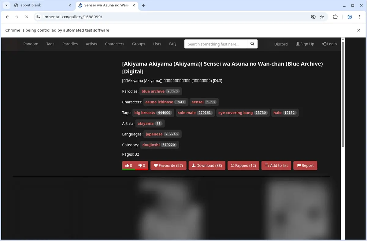 imhentai Downloader page open in the browser