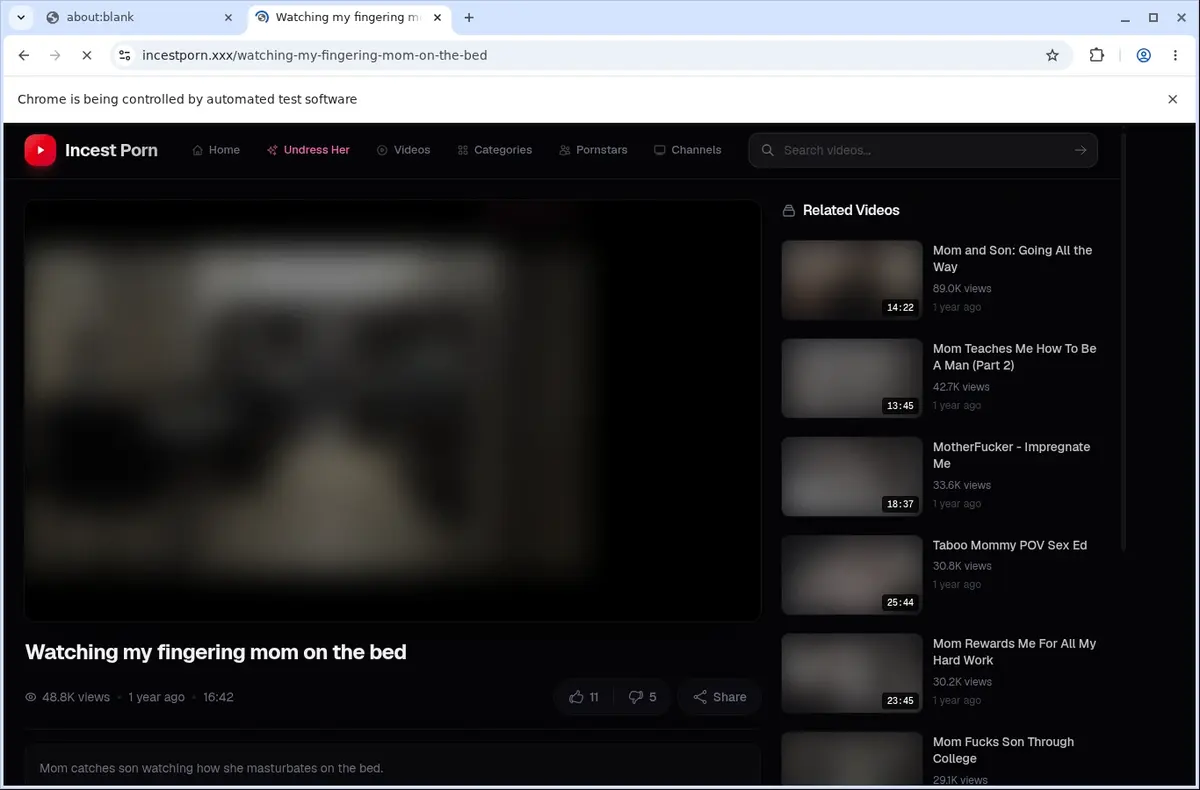 IncestPorn Video Downloader page open in the browser