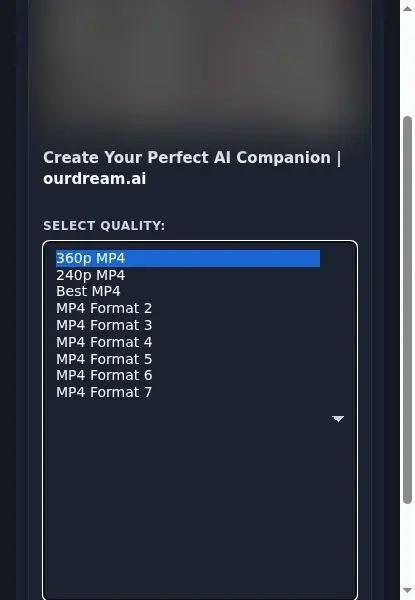 IndianPornVideo Downloader format dropdown options