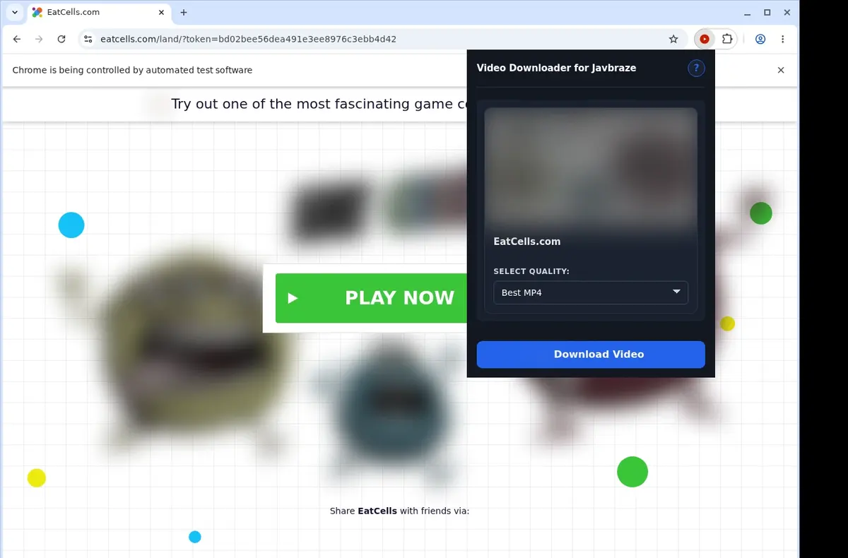Javbraze Video Downloader showing detected media ready to download