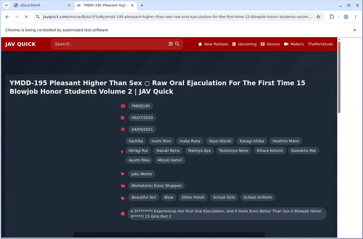 Javquick Downloader page open in the browser