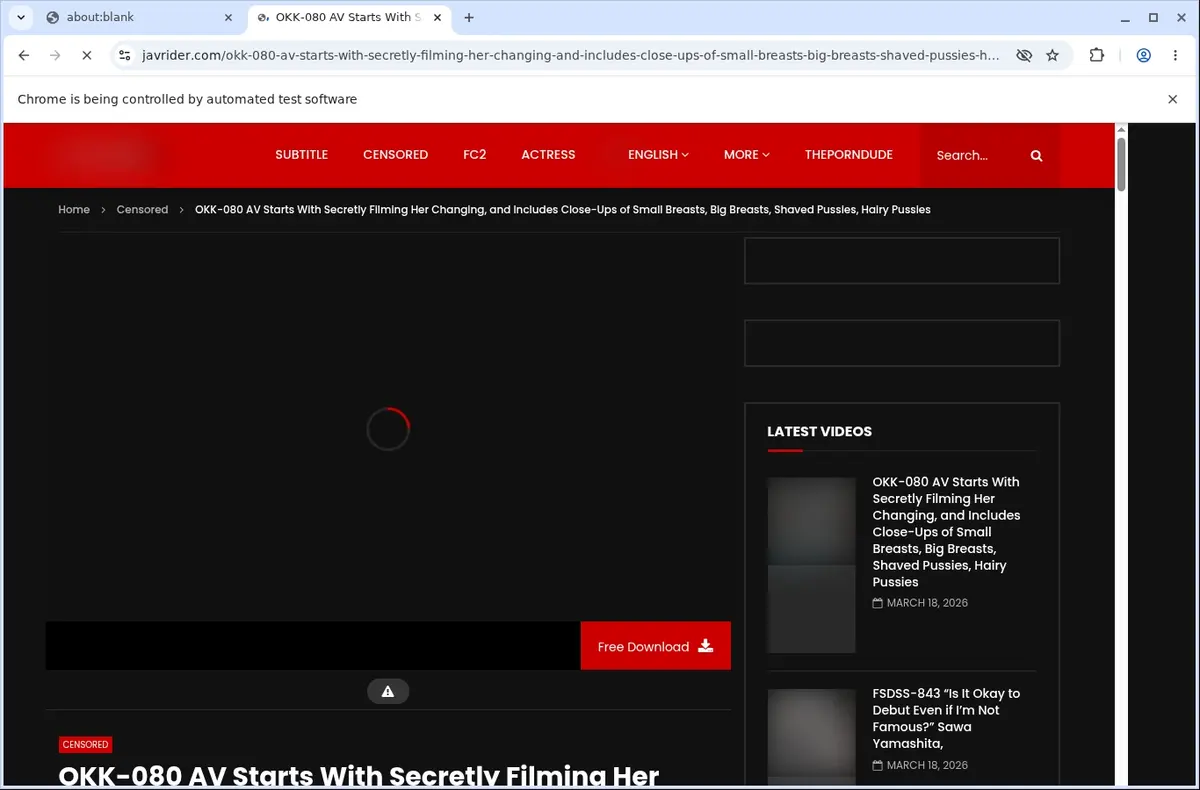 JavRider Video Downloader page open in the browser