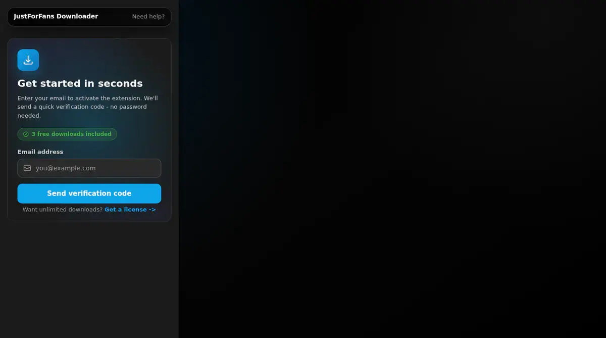 JustForFans Downloader showing detected media ready to download