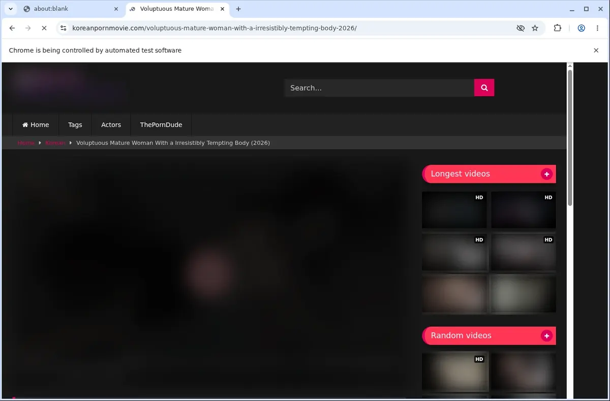 Koreanpornmovie Video Downloader page open in the browser