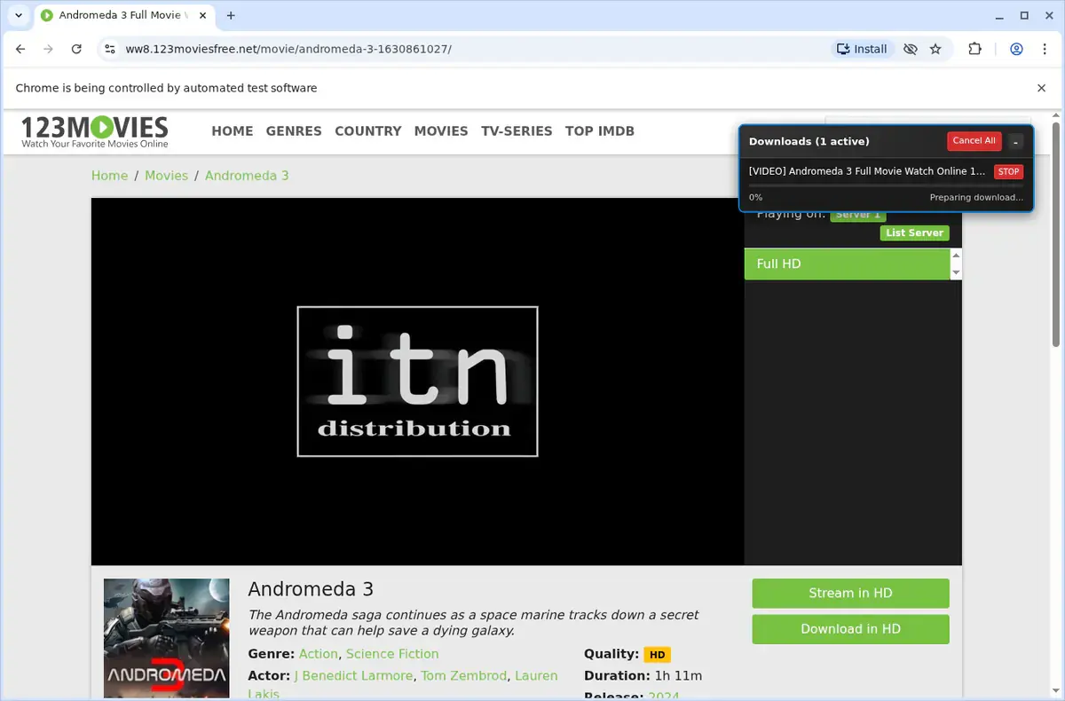 M3U8 Stream Downloader download progress panel