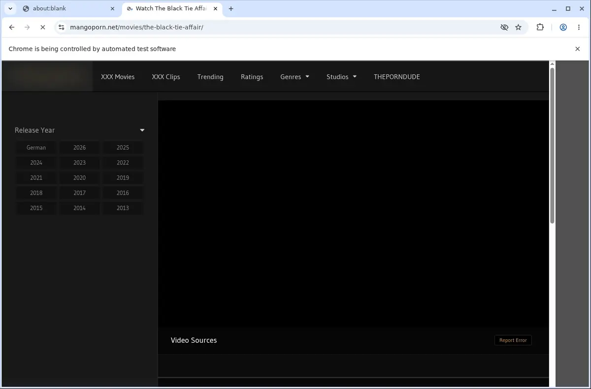 MangoPorn Downloader page open in the browser