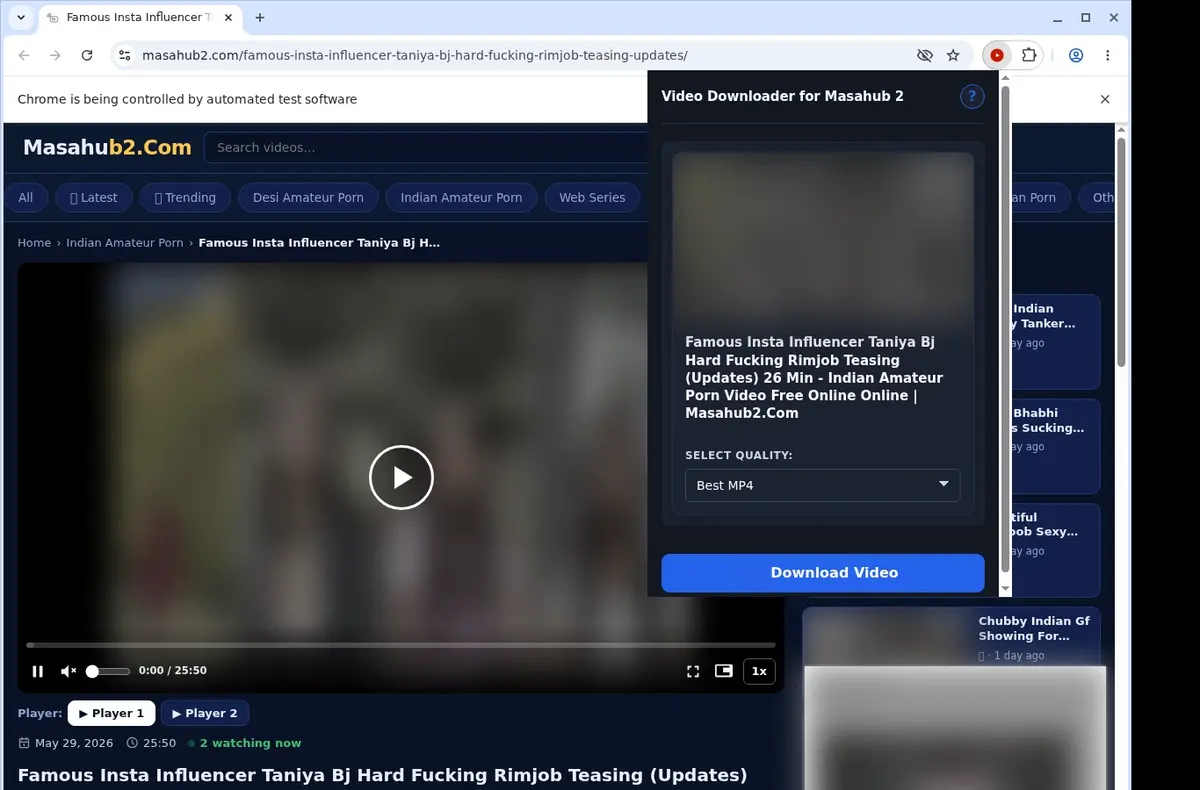 Masahub 2 Video Downloader showing detected media ready to download