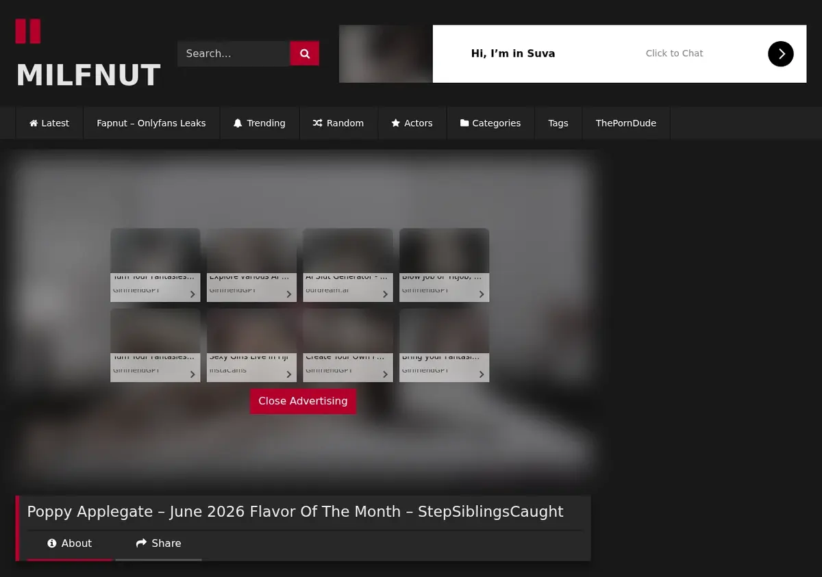 Milfnut Video Downloader page open in the browser