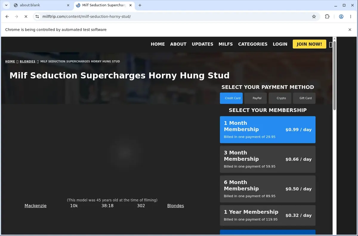 Milftrip Video Downloader page open in the browser