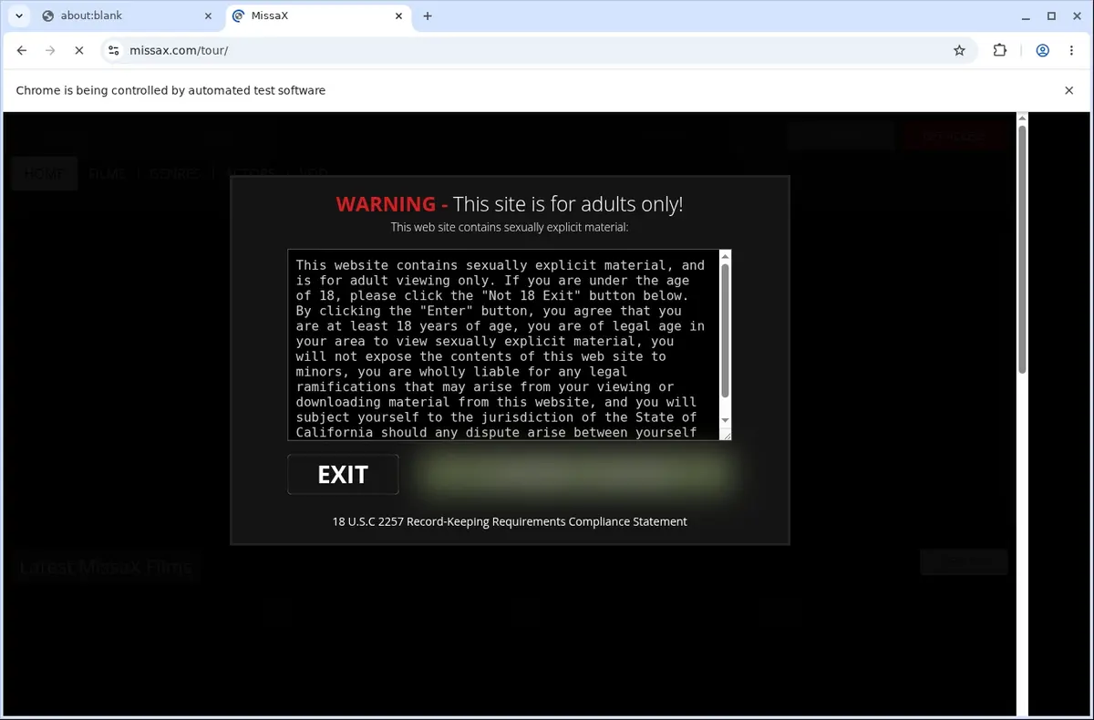 MissaX Downloader page open in the browser