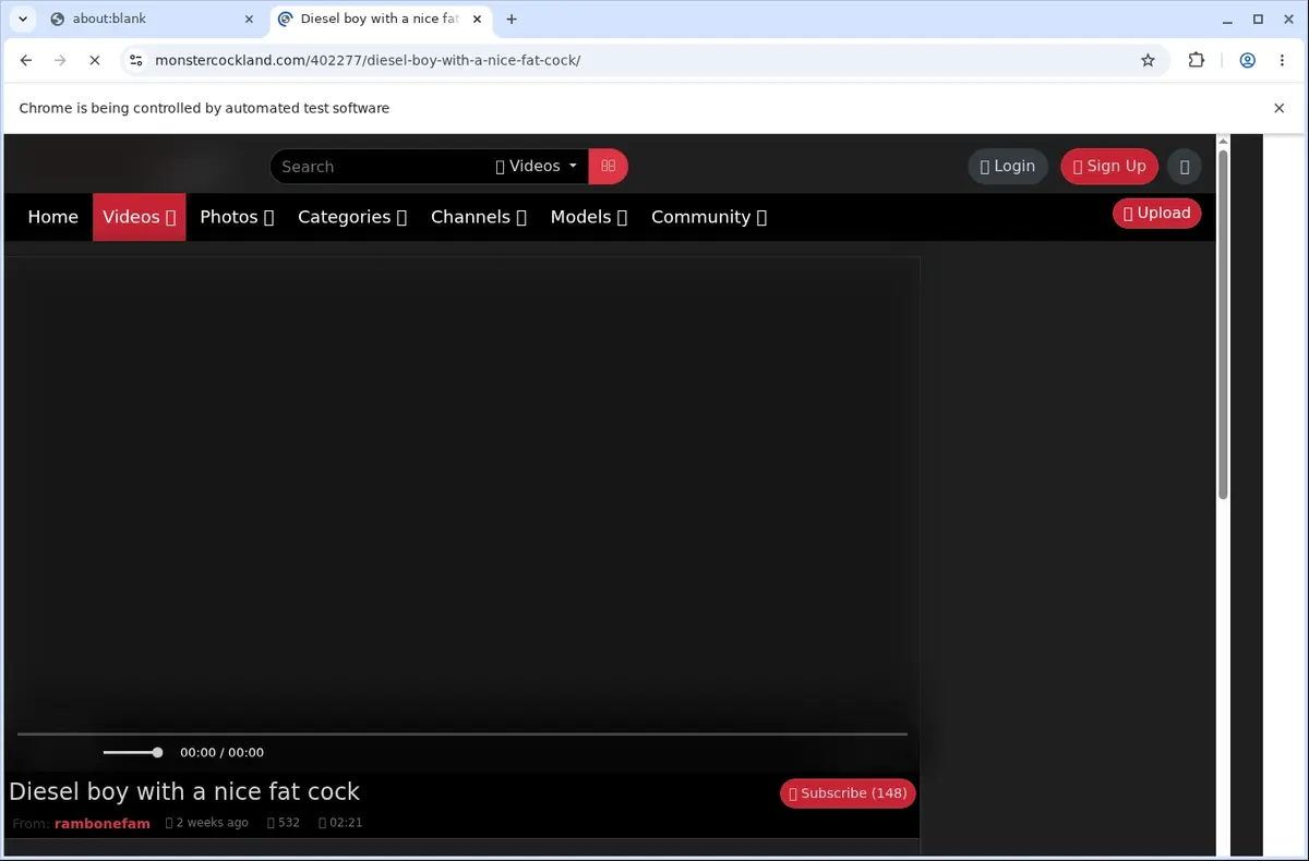 Monstercockland Downloader page open in the browser