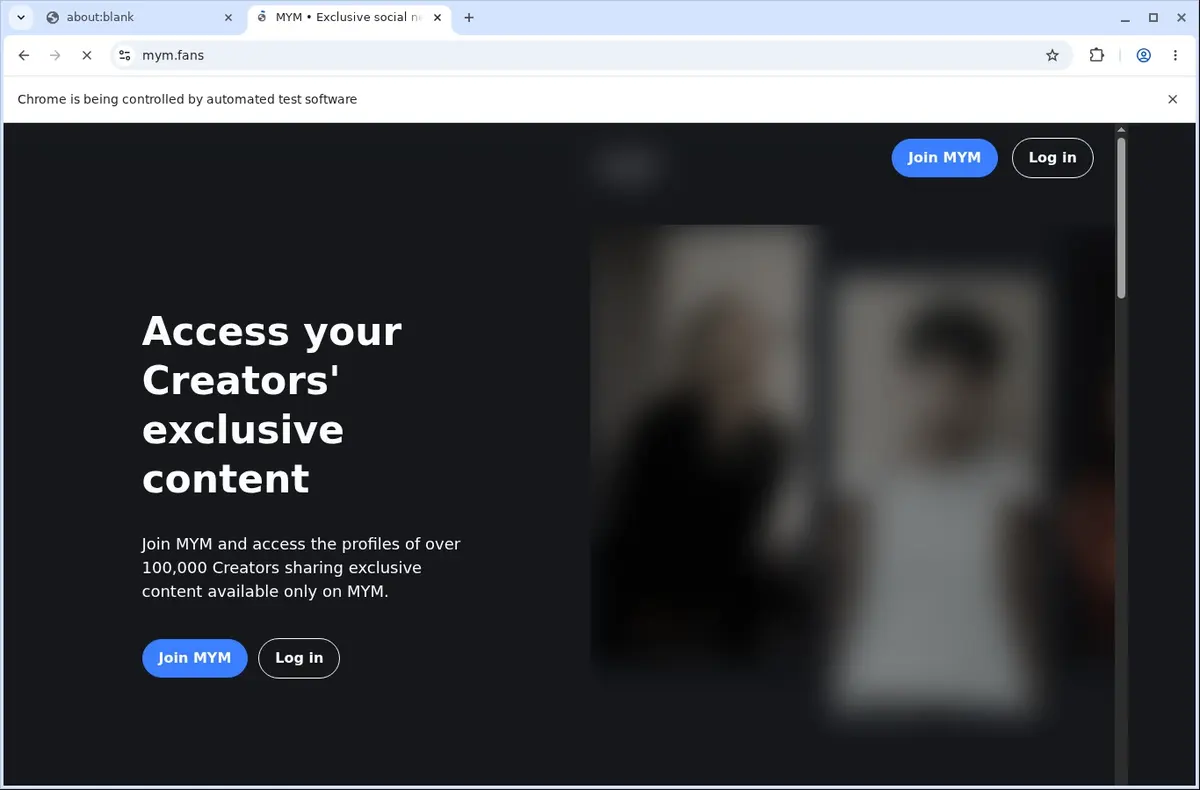 MYM Downloader page open in the browser