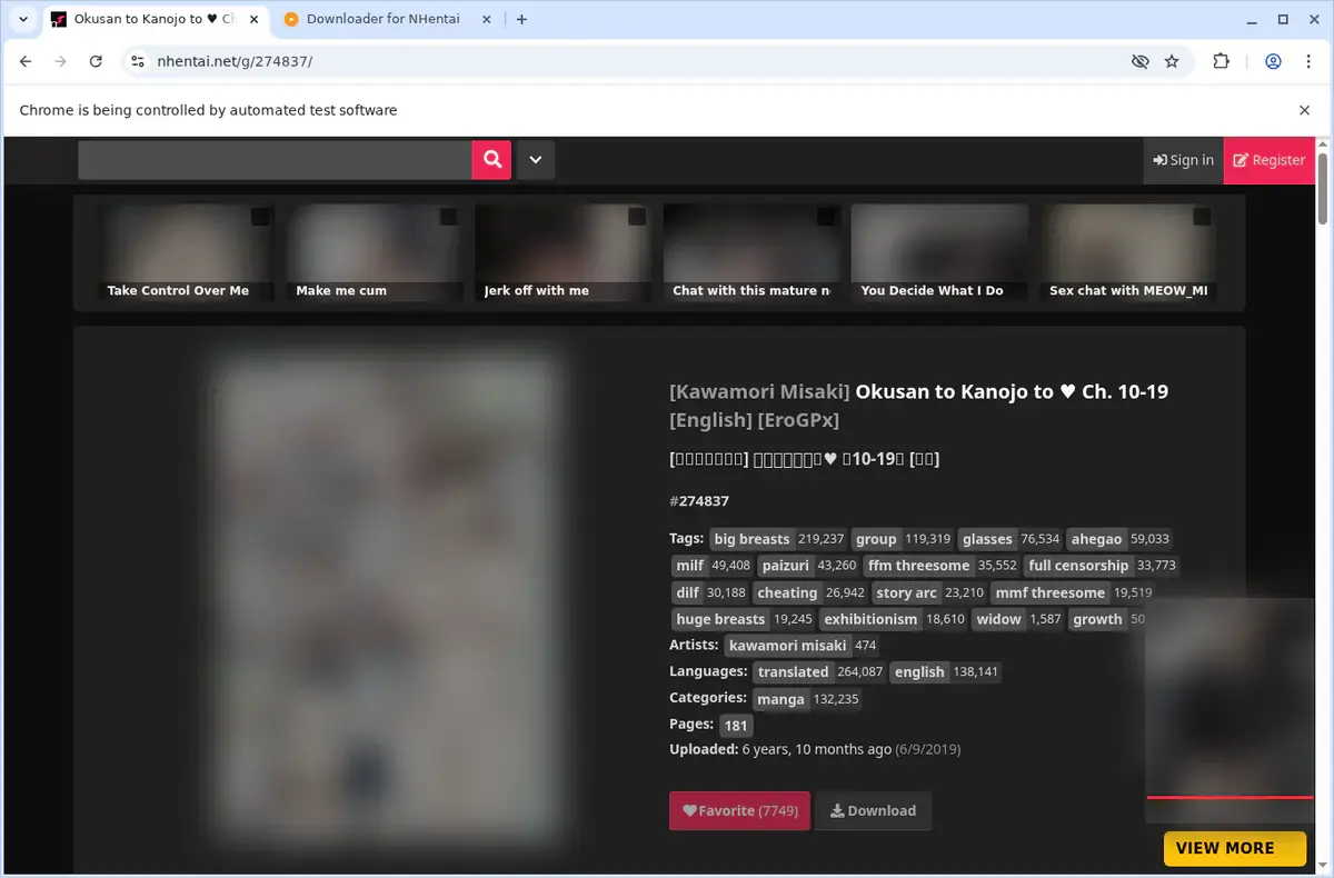 nhentai Downloader download progress panel