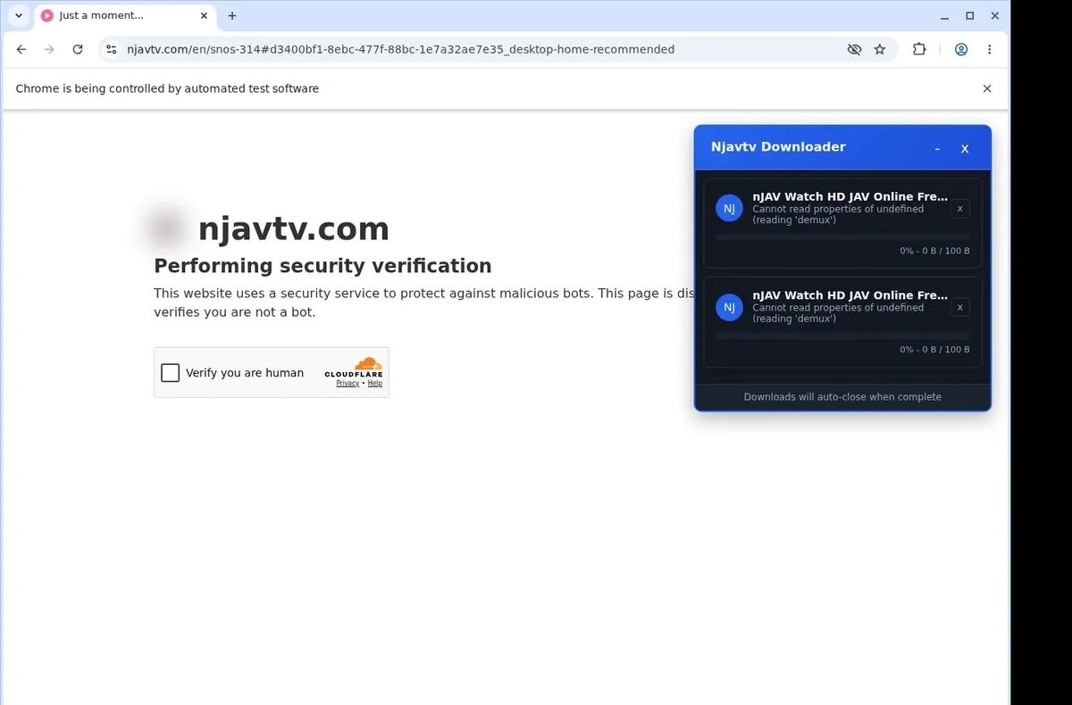Njavtv Video Downloader download progress panel