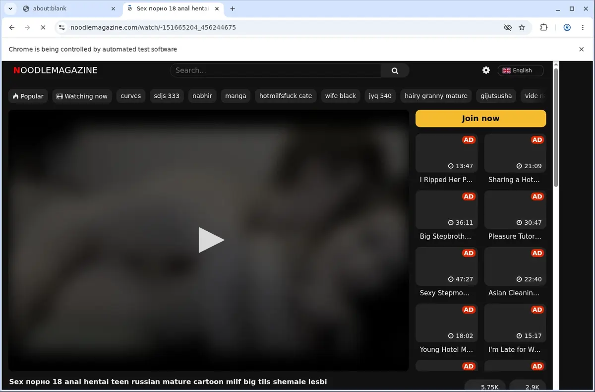 NoodleMagazine Video Downloader page open in the browser